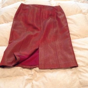 Evening pencil skirt:  red/orange gold metallic bl